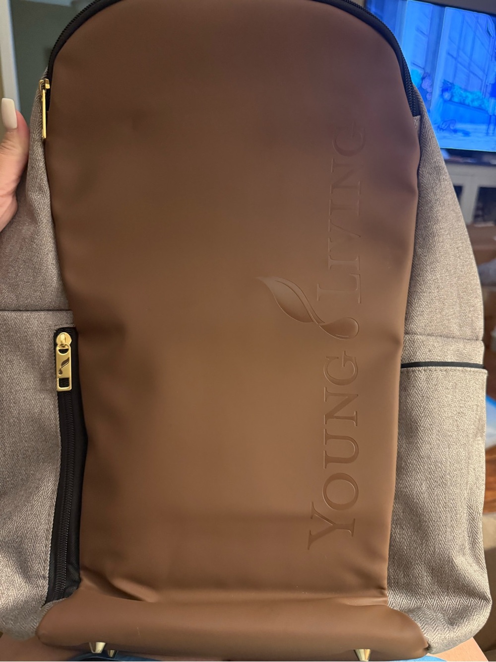 Young Living Brown and Gray Travel Backpack